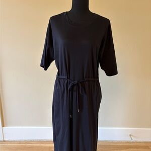 Everlane The Luxe Tie-Front Black Midi Dress